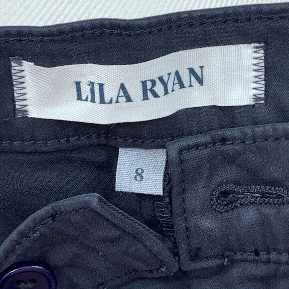 Lila Ryan The Jase Pedal Pusher Pants Womens 8 Navy Blue Slim Fit Flat Front - Picture 3 of 9